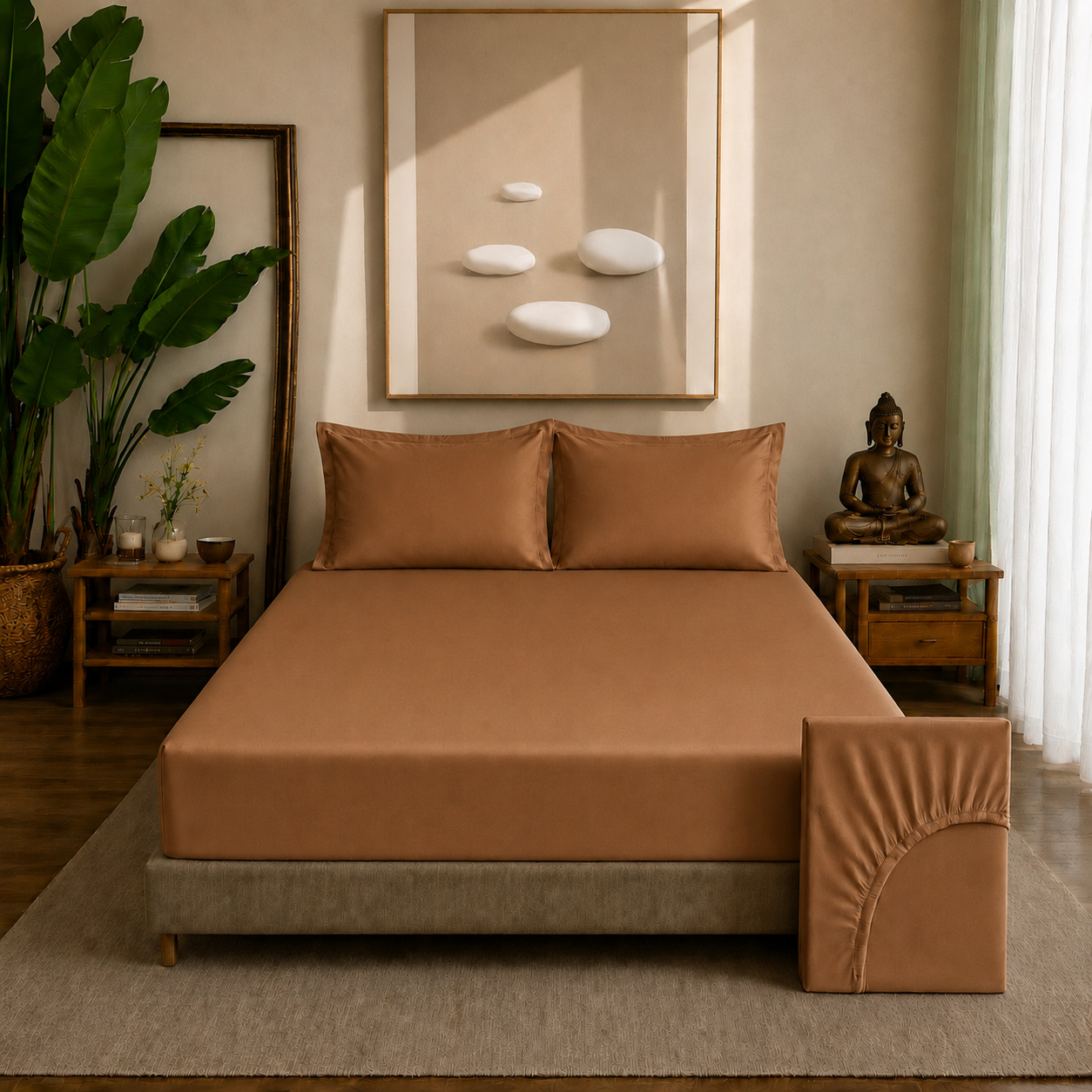 Eucalyptus Collection - Caramel Dusk | Bedsheet with Pillowcases