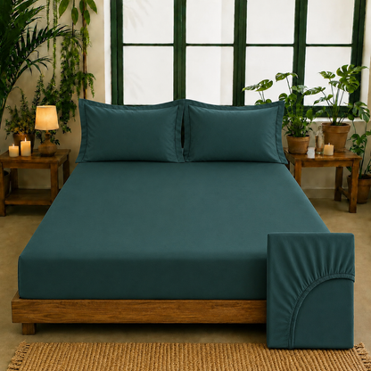 Bamboo Collection - Dark Teal | Bedsheet with Pillowcases