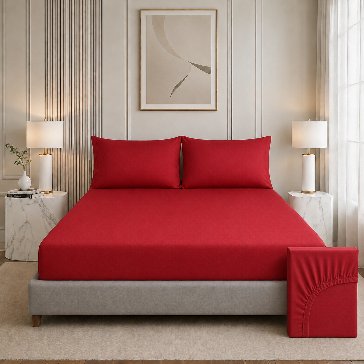 Nirvana Collection - Cherry Red | Bedsheet with Pillowcases