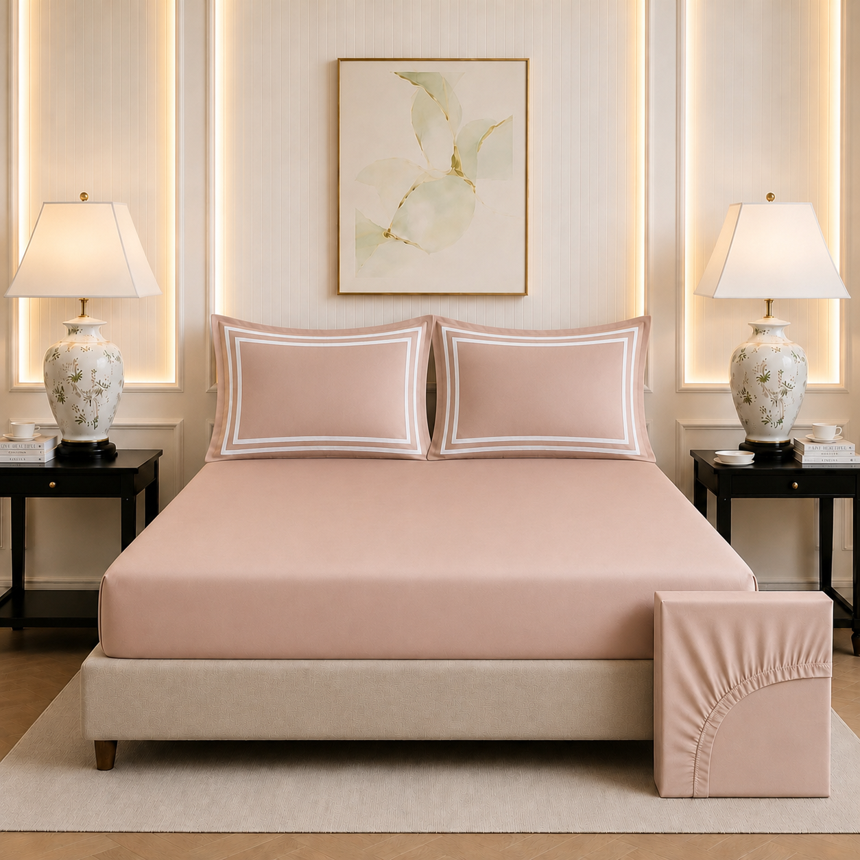600 TC Pure Cotton Collection - Desert Sand | Bedsheet with Pillowcases