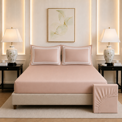 600 TC Pure Cotton Collection - Desert Sand | Bedsheet with Pillowcases