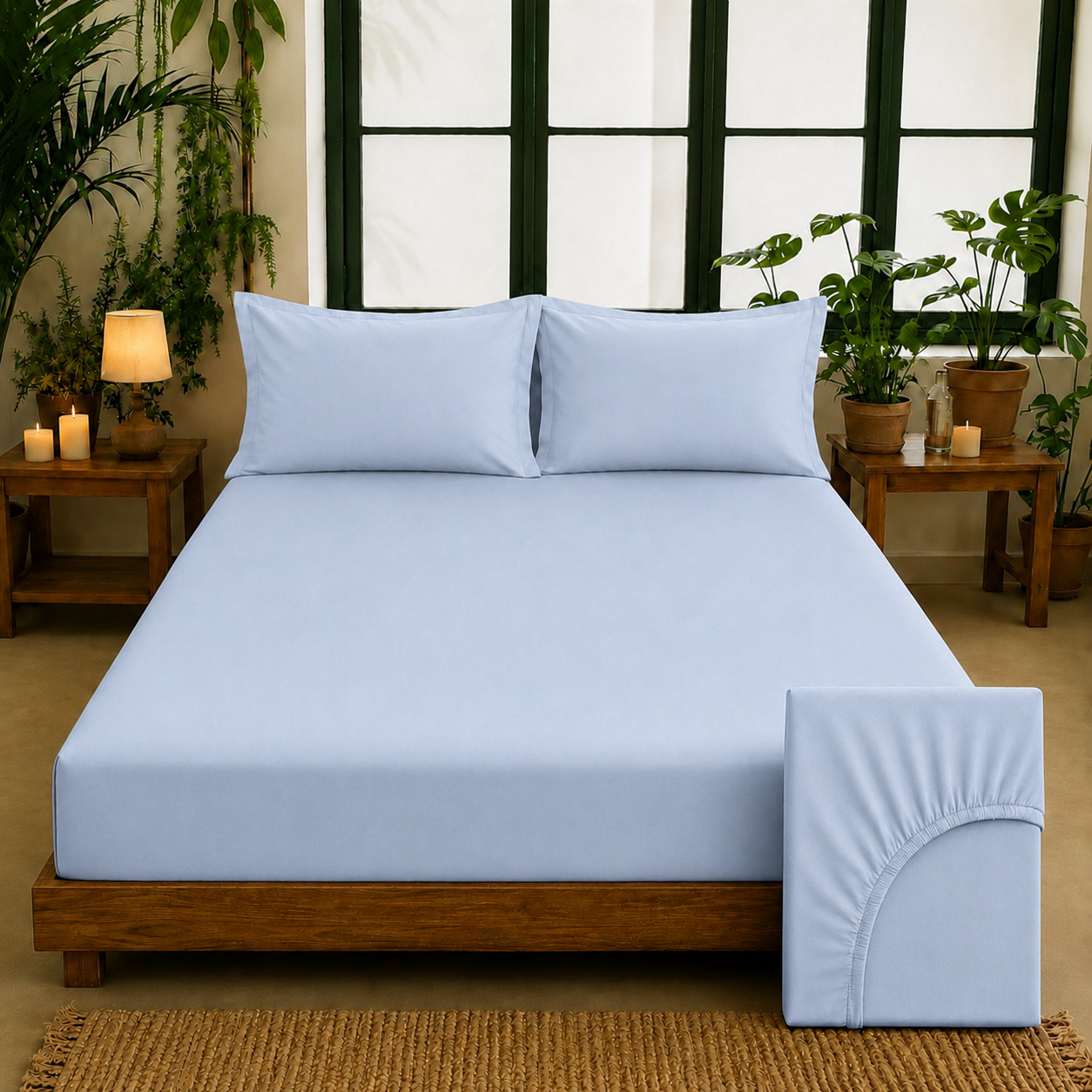 Bamboo Collection - Cloud Blue | Bedsheet with Pillowcases