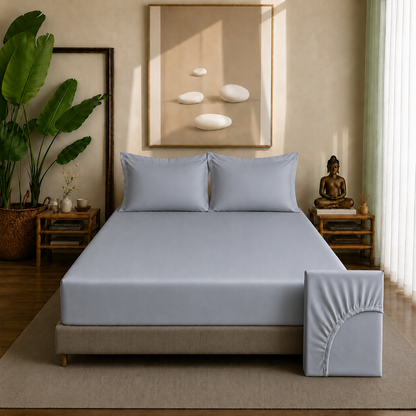 Eucalyptus Collection - Slate Blue | Bedsheet with Pillowcases