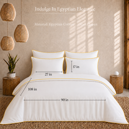 Egyptian Collection - Pure Piping - Zen Staple Yellow | Bedsheet with Pillowcases