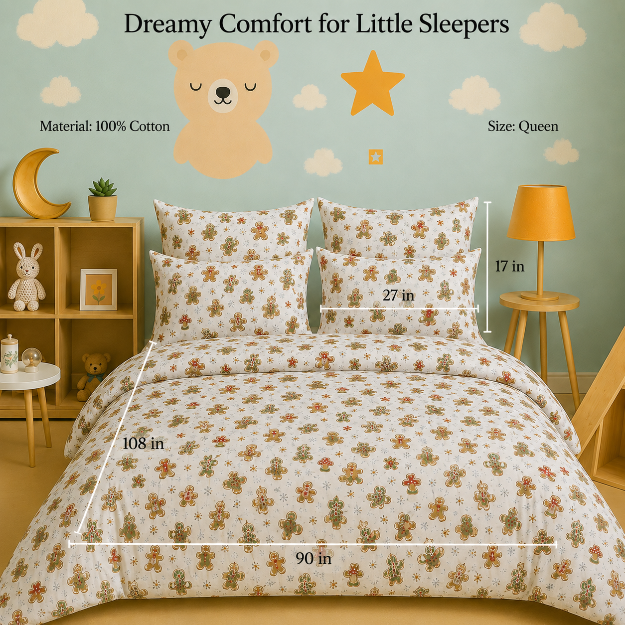 Kids Collection - White Christmas Wonder | Bedsheet with Pillowcases