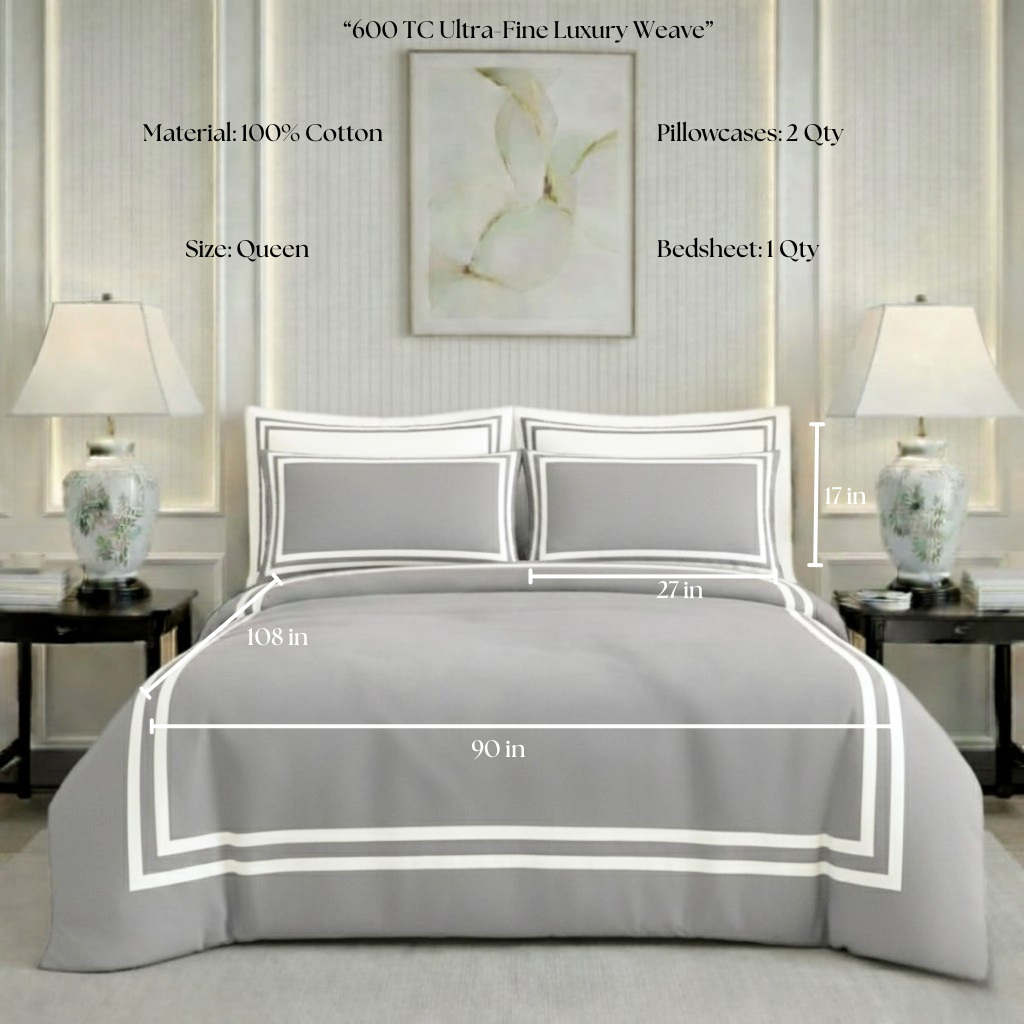 600 TC Pure Cotton Collection - Pearl Grey