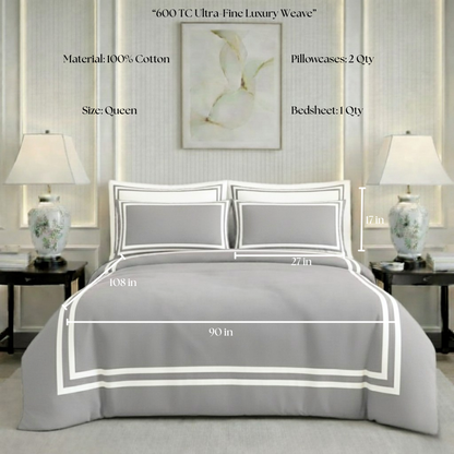 600 TC Pure Cotton Collection - Pearl Grey