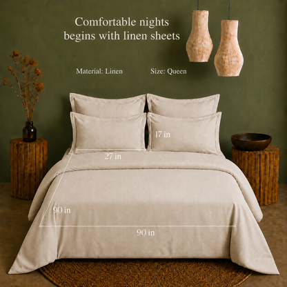 Linen Collection - Raw Oats | Bedsheet with Pillowcases