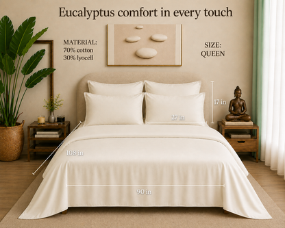 Eucalyptus Collection - Vanilla Cream | Bedsheet with Pillowcases