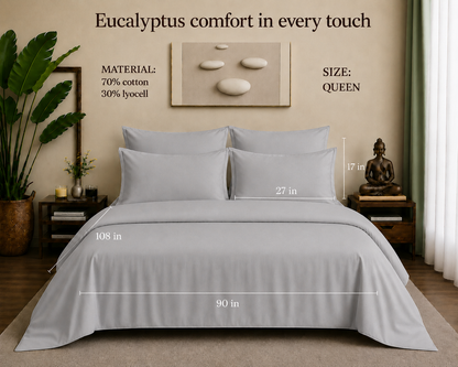Eucalyptus Collection - Sterling Silver | Bedsheet with Pillowcases