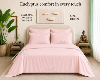 Eucalyptus Collection - Rose Quartz | Bedsheet with Pillowcases