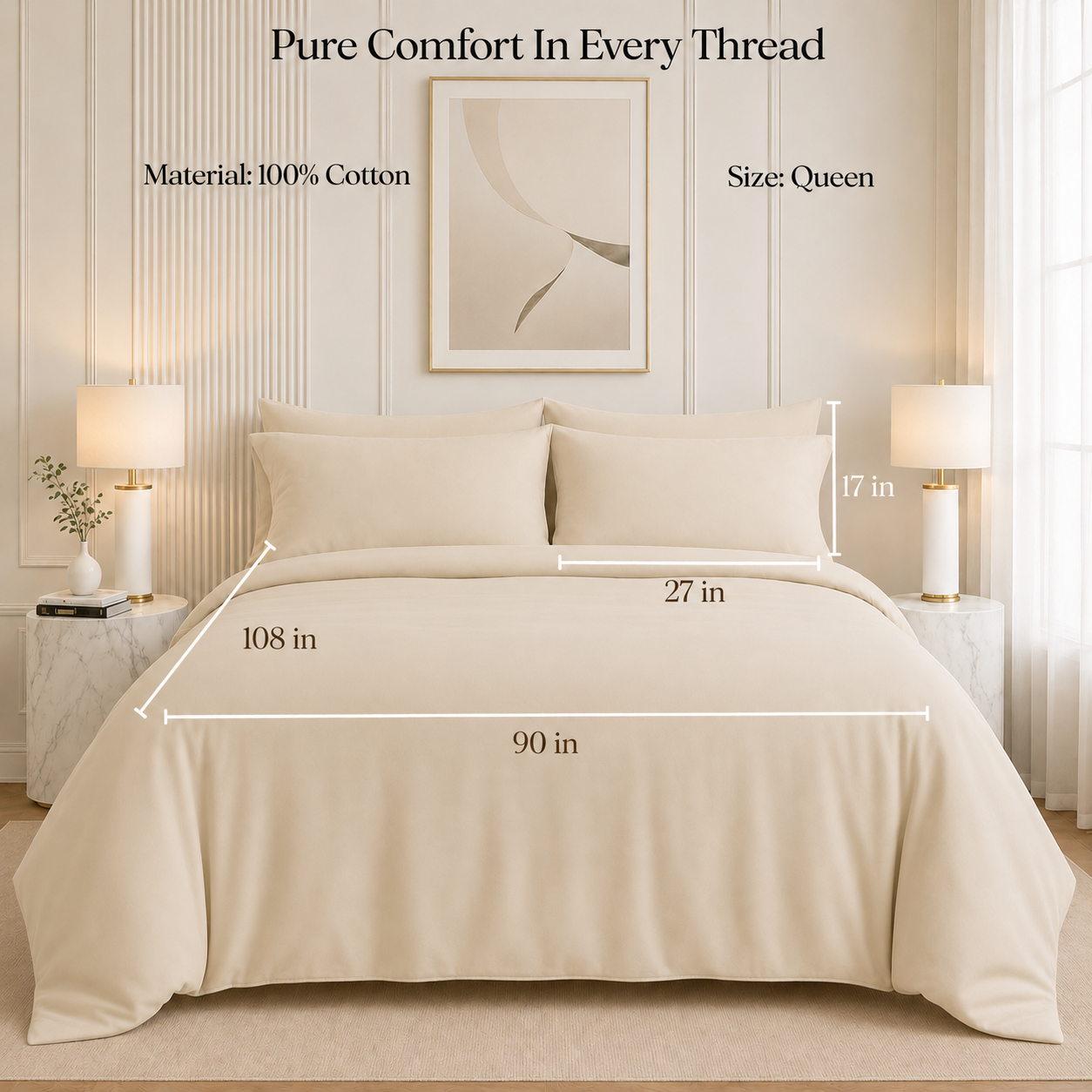 Nirvana Collection - Light Beige | Bedsheet with Pillowcases
