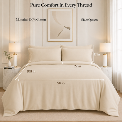 Nirvana Collection - Light Beige | Bedsheet with Pillowcases