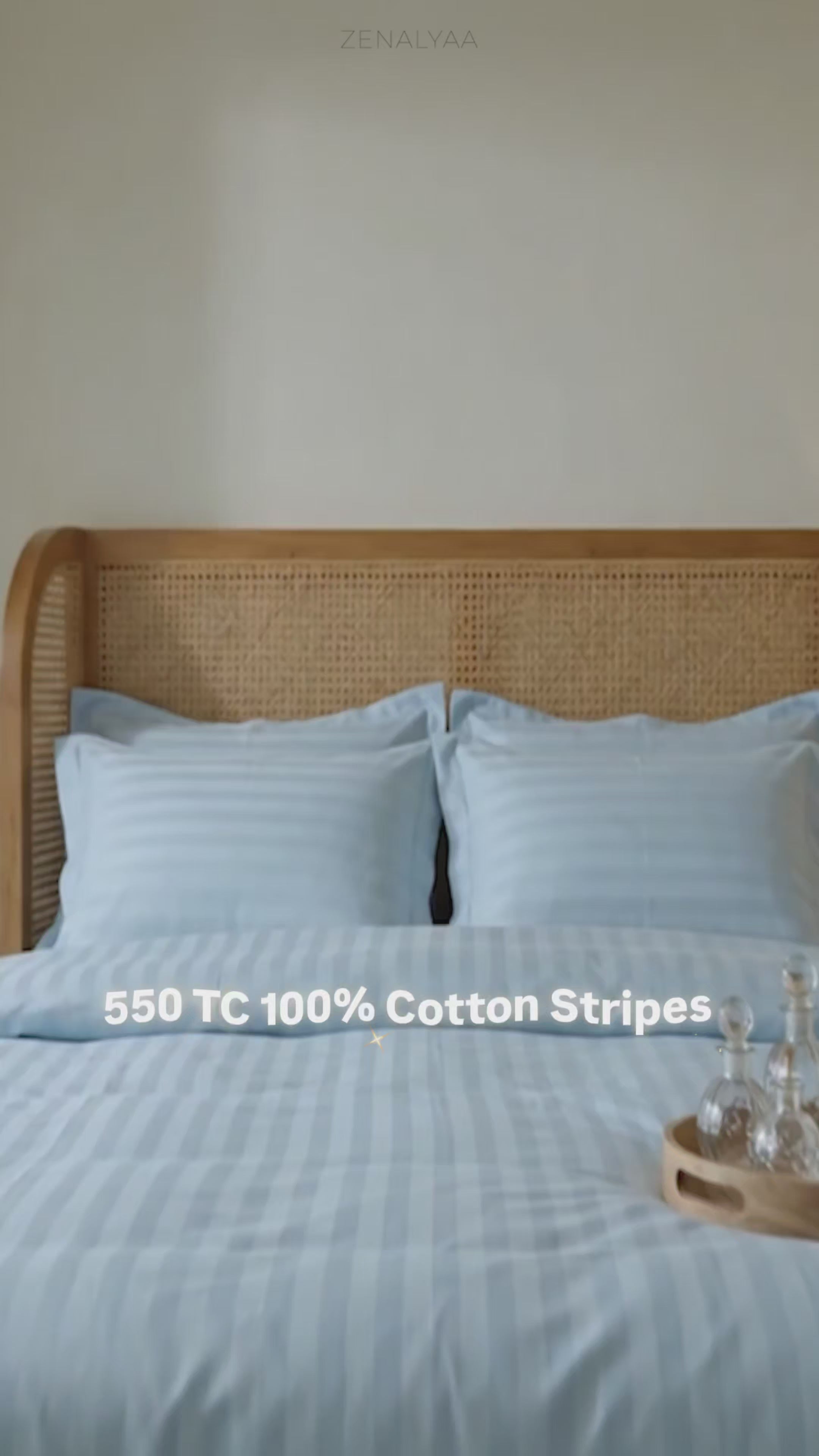 550 TC Stripes Collection - Pure Snow | Duvet Cover with Pillowcases
