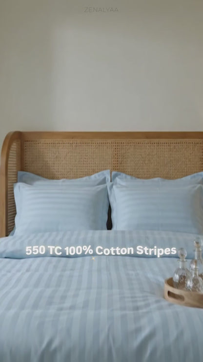 550 TC Stripes Collection - Pure Snow | Duvet Cover with Pillowcases